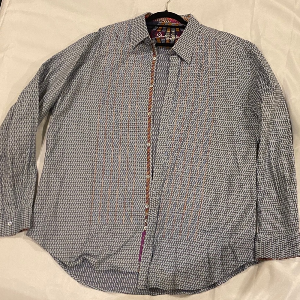 Robert Graham Blue Embroidered Sport Shirt